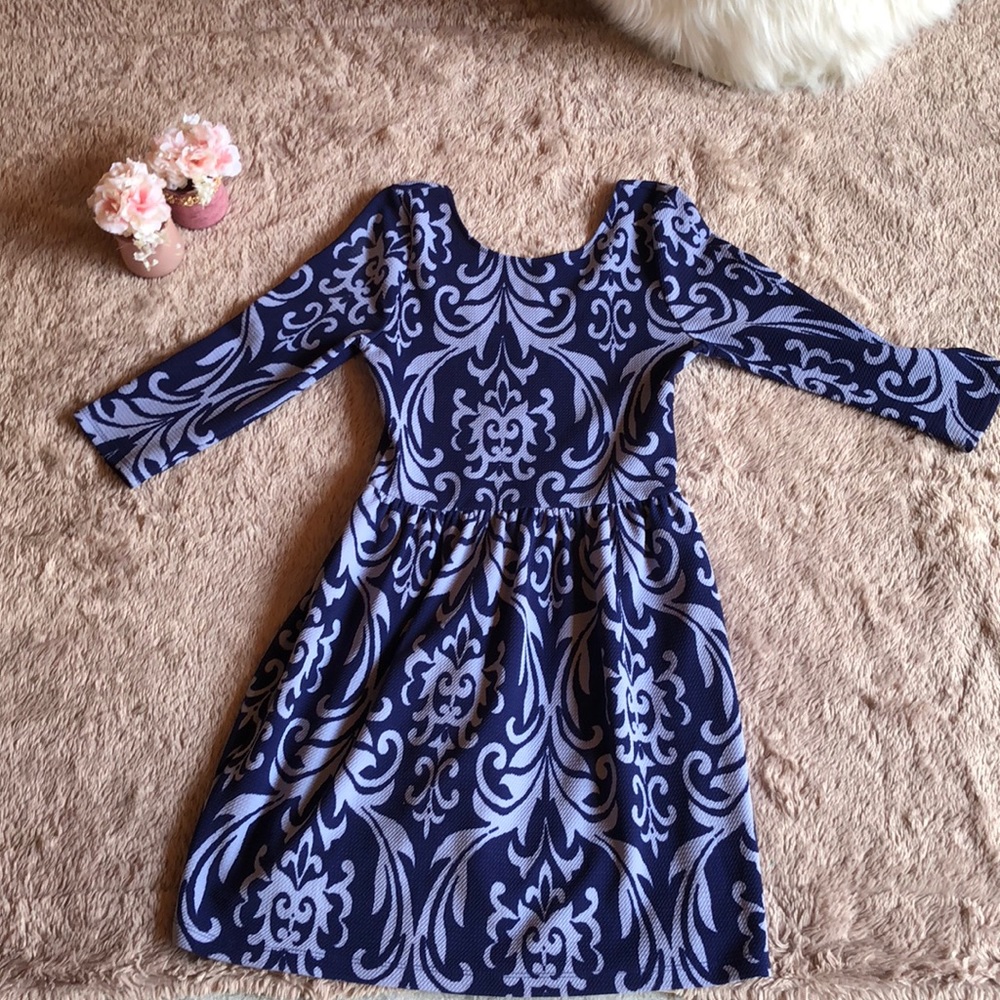 Long sleeve blue dress